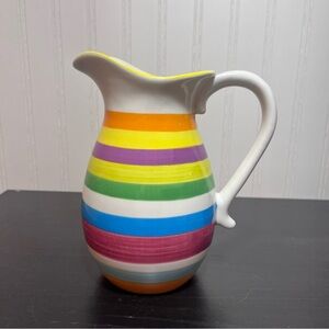 Colorful Striped Ceramic Pitcher - Rainbow Stripes